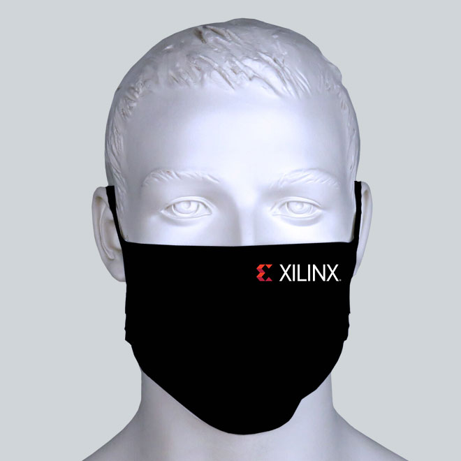 Firmen Maske schwarz mit Logo