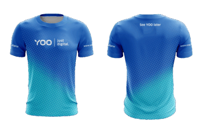 Laufshirt All-Over Print blauer Verlauf