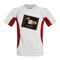 Laufshirt contrast weiß-rot mit Aufdruck