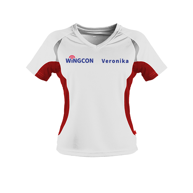 Damen Laufshirt Contrast weiß/rot